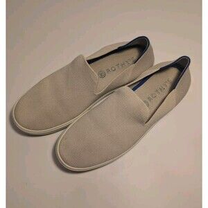 Rothys Sand Cream Textile The Original Slip on Sneaker Women's Size 9.5 Tan Grey